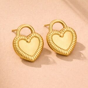 Gold Heart Stud Earrings